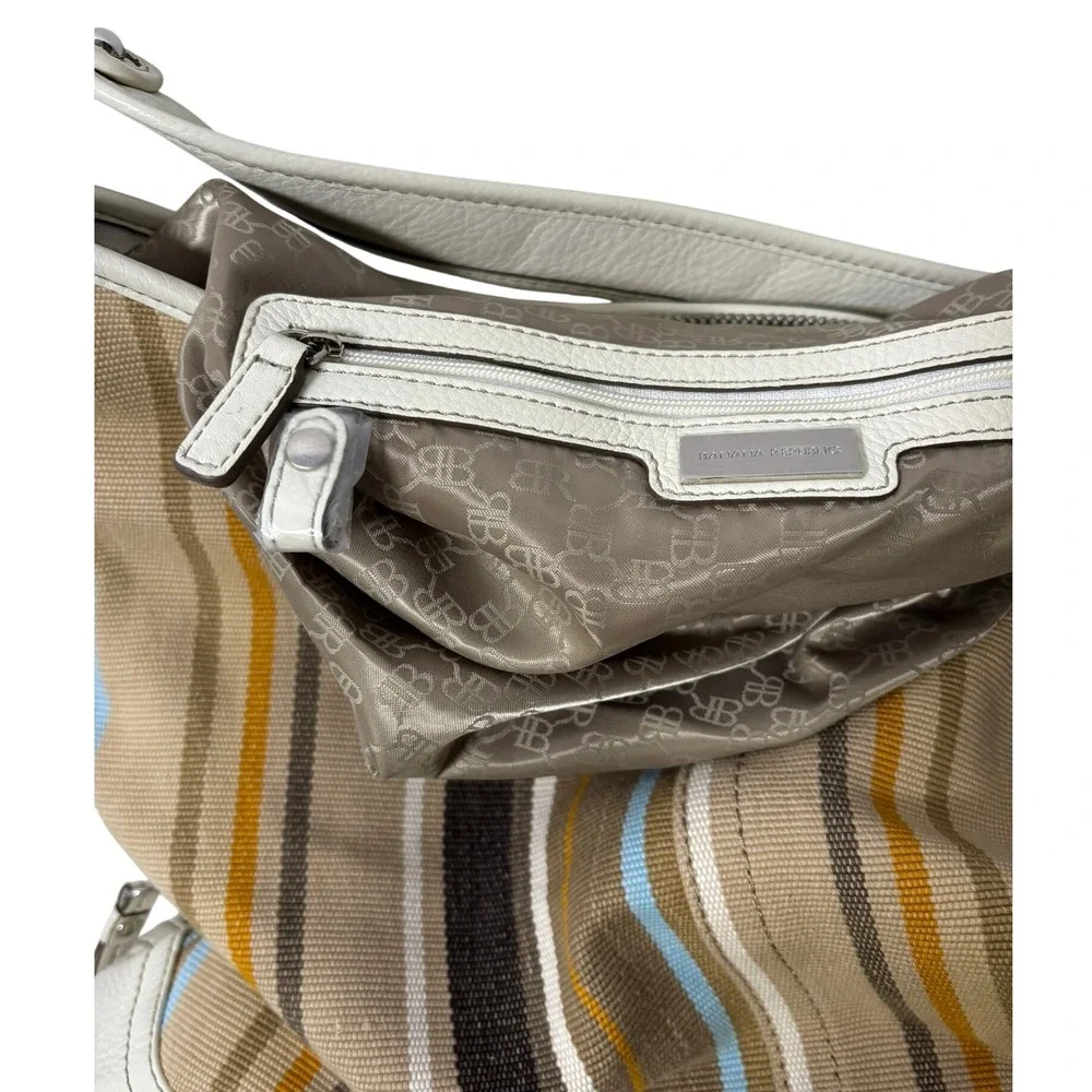 Banana Republic Striped Cotton &‎ Leather Medium Hobo Bag
